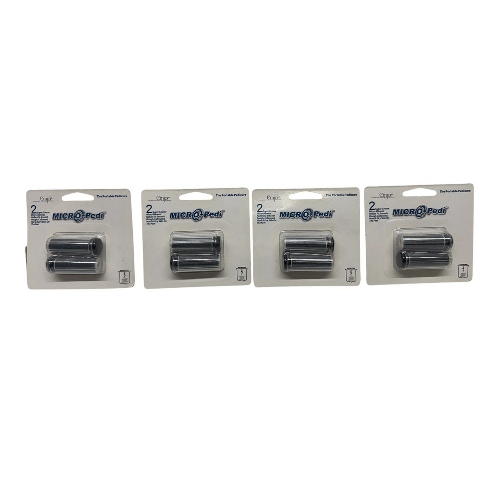 Lot of 4 Emjoi Micro-Pedi Replacement Rollers 2-Pack Super Coarse Sealed New